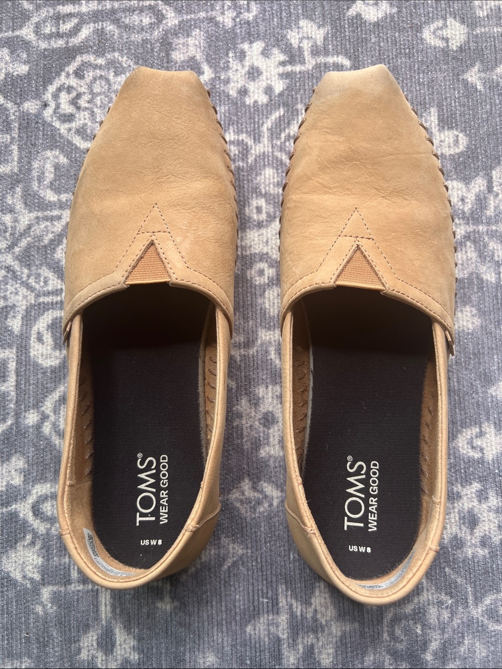 TOMS Women's Alpargata Leather Slip On Espadrille Shoes Honey Size 8
